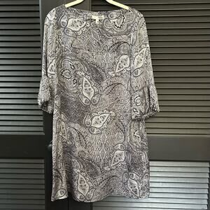 Joie 100% Silk Shift Dress, Black White Paisley, Effortlessly Chic Piece, Size M